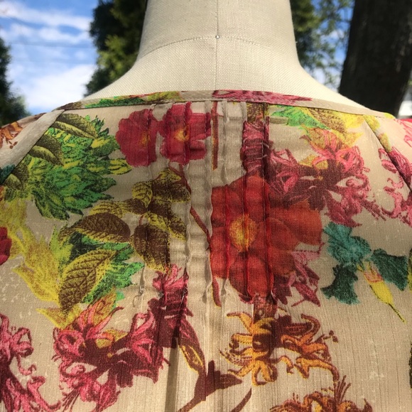 Anthropologie Meadow Rue Sheer Floral Blouse Top - Picture 6 of 8